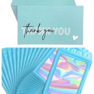 20 Resealable Bags & 20 Thank You Cards- Blue/Green NWT